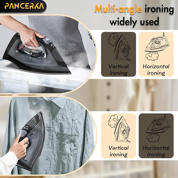 1600W Steam iron, Adjustable Thermostat Control steam iron, non-stick soleplate, Overheat Safety Protection & Variable Steam Control, suitable for ironing clothes on all fabrics