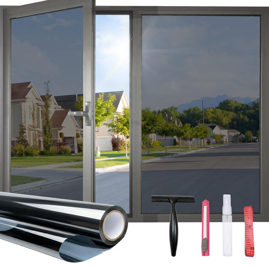 JAYONG One Way Window Privacy Film with Tools, Black, 17.5"x78.7" - Image 1
