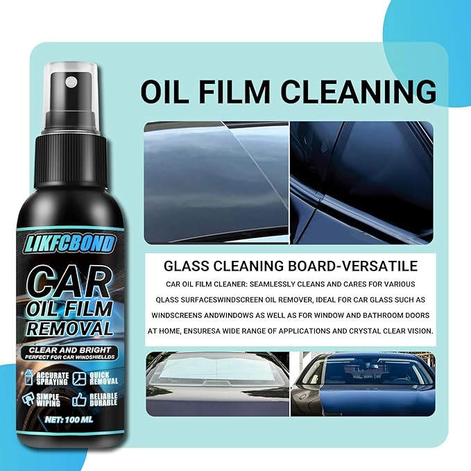 Automotive Oil Film Remover Spray, 100ml Car Whidshield Cleaner Set, Glass Oil Film Remover Liquid Spray Cleanning For Exterior And Interior Use, Shower Door Water Spot