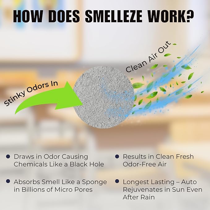 SMELLEZE Natural Corpse Odor Absorbent & Deodorizer Powder - Deodorizes Morgues, Funeral Homes, Hospitals, Nursing Homes, Ambulances, Body Bags & Furniture, 2 lb. Powder