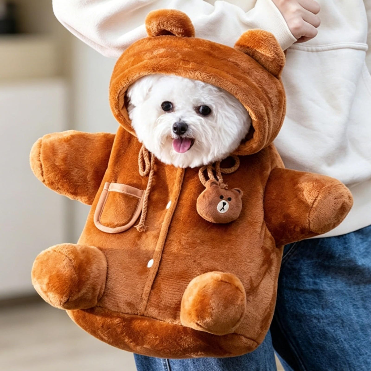 Cat Puppy Cute Bear Bee Carrier Backpack up to 13 lbs(Bear,S) - Image 1