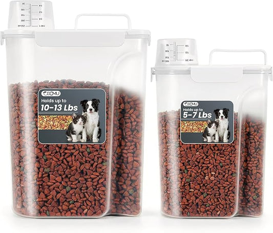 Dog Cat Food Storage Container 5+10 Lbs, Pet Food Container Airtight with Large Spout & Cup, BPA-Free Plastic Food Dispenser for Pet Food, Bird Seed, Rice, Flour-Large 2 Pack