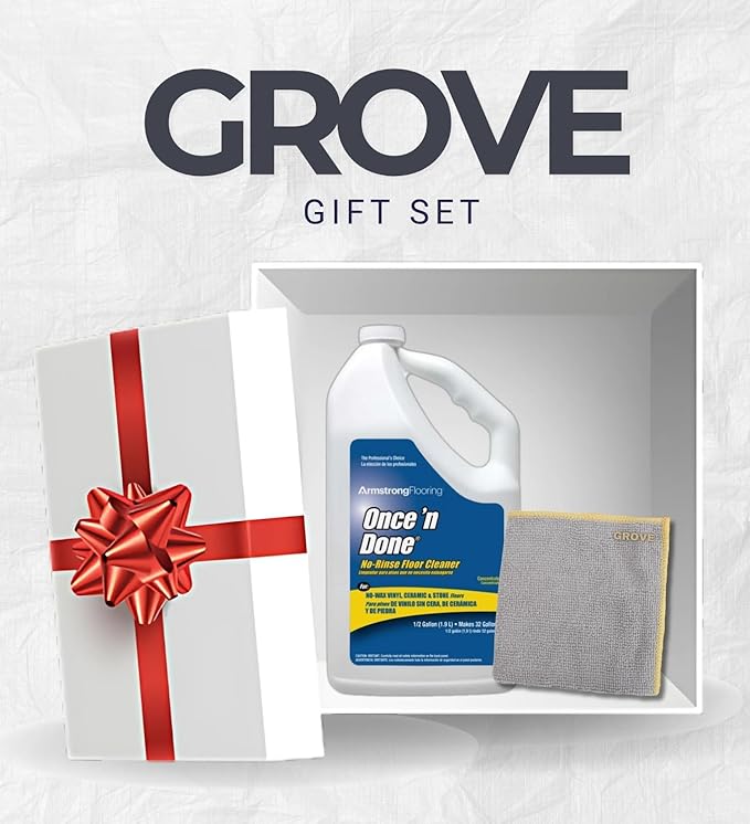 Armstrong Once'N Done Floor Cleaner Liquid 64 oz Bundle with Microfiber Cloth – Multi-Surface Floor Cleaner for Vinyl, Laminate, Tile, and More – Gift Set (2 Items)