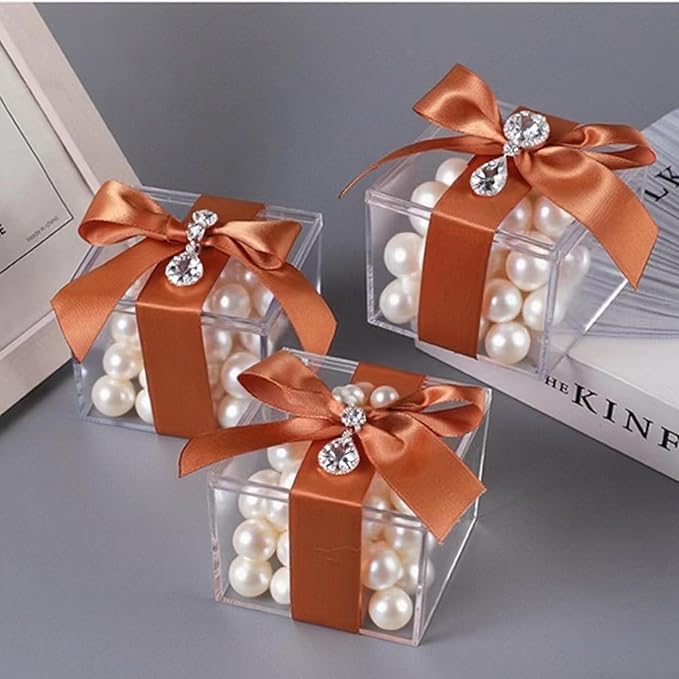 KissYou Small Acrylic Box Clear Boxes with Lid Acrylic Square Cube for Display Jewelry Storage Contanier Party Decorative Box
