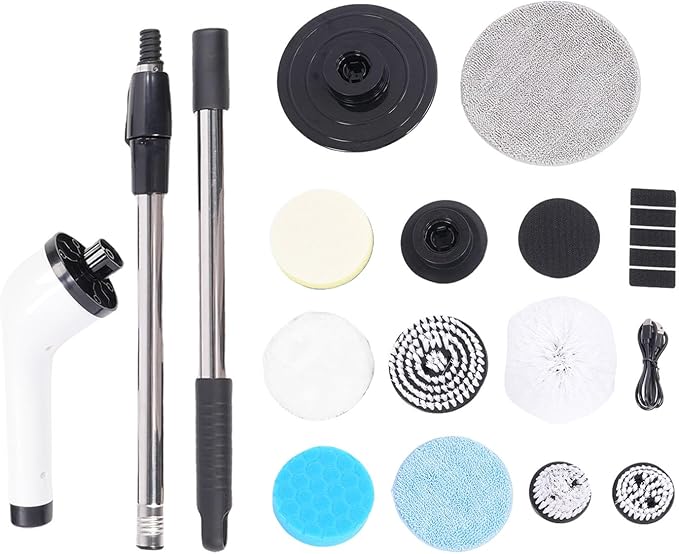 Cleaning Brush, Ipx7 Water Proof Electric Brush for Washing Bathroom, Features a Long Handheld Grip, Interchangeable Heads and Cordless Convenience, for Tiles, Bathtubs, Toilets