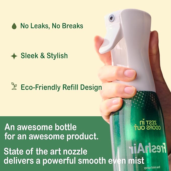 House of Zest FreshAir Home – Eliminate household odors, from trash, laundry, bathroom/diaper stink, and pet funk. Chemical Free, made with plant-based ingredients, with light citrus scent.2pk 32fl oz