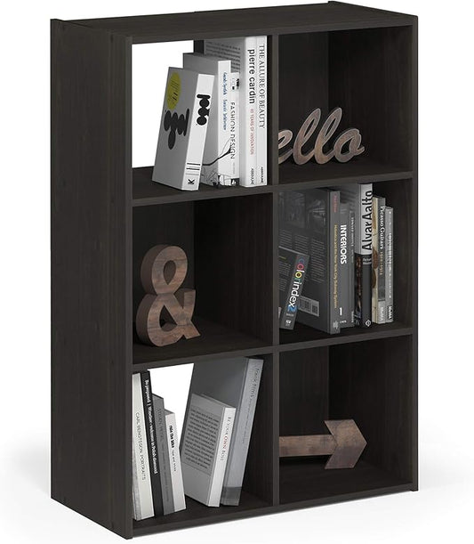Furinno Pelli Cubic Storage Cabinet, 3x2, Espresso
