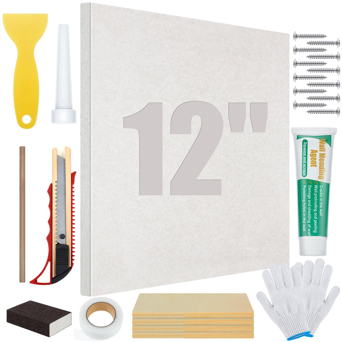 22 Pcs Drywall Repair Kit with 12x12x1/2" Drywall Repair | Home Repair - Image 1