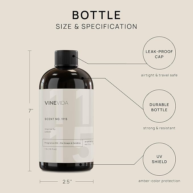 VINEVIDA [16oz] Leaves Fragrance Oil for Candle Making Scents Soap Making, Perfume Oils, Soy Candles, Home Diffusers, Bath Scent Bomb Linen Spray, Lotions, Car Freshies, (ARTS-FOBP-LEA-VES-16)