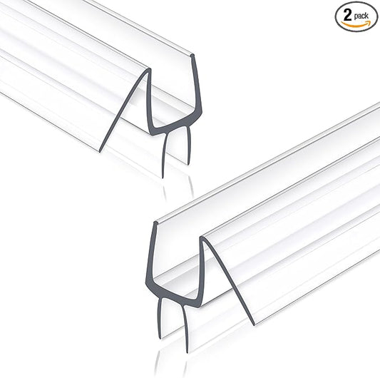 Frameless Shower Door Seal Strip 2 Pack x 39 Inch M Glass Shower Door Bottom Seal Side Seal Strip Door Sweep for 1/4" Glass Ultra-Clear Polycarbonate Stop Shower Leaks Create A Water Barrier