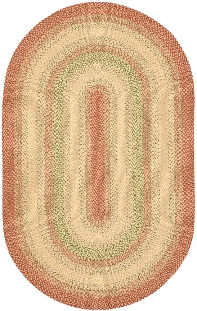SAFAVIEH Washable Rug Outdoor Braided Collection - 9' Square, Rust & Multi, Handmade & Reversible, Non-Shedding & Easy to Clean, Ideal for Patio, Backyard, Mudroom (BRD303A)