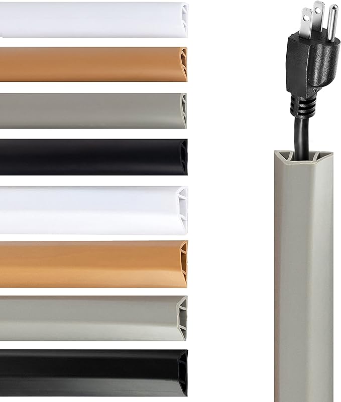 Rubber Bond TV Cord Hider Cable Protector - Strong Self Adhesive Wall Cord Cover Cable Hider - Low Profile Cable Management Wall Cord Concealer Cable Raceway