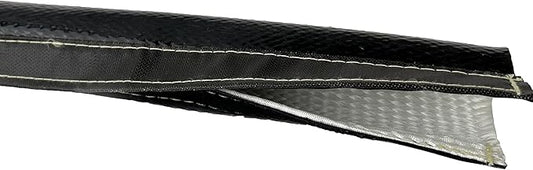 1 ID Fire Wrap 25" Length Heat Shielded Protection Sleeve Fire Thermo Armor Silicone Coated Fiberglass Hose 2 feet Length for Wires, Hoses, etc. (with Hook and Loop Closure)