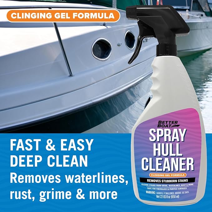 Fiberglass Boat Hull Cleaner, Marine-Grade Stain Remover & Restorer, Deck Cleaner for Boats, Pontoons, Sailboats, Pro Wash Cleaning Supplies