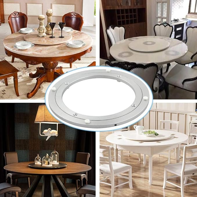 Aluminum Heavy Duty Lazy Susan Rotating Turntable Bearing Swivel Plate Hardware for Dining-Table (18 inch (12mm))