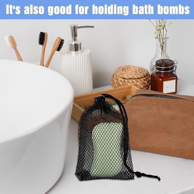 6 Pcs Small Mesh Bags, Mesh Drawstring Bags Beach Drawstring Bag Black Pouch for Traveling 6 X 4 Inches Small Net Bag with Cord Lock Closure Durable Nylon Net Pouches for Beach Games
