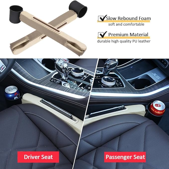 car seat gap filler 2 pack,car seat gap filler organizer,Car Gap Plug,with Pocket Organizer and Removable Cupholder, 3in1 Car Seat Gap,Prevent Small Items from Falling(Black)