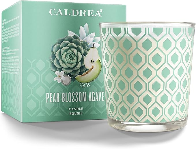 Caldrea Scented Candle, Made With Essential Oils And Other Thoughtfully Chosen Ingredients, 45 Hour Burn Time, Pear Blossom Agave Scent, 8.1 Oz