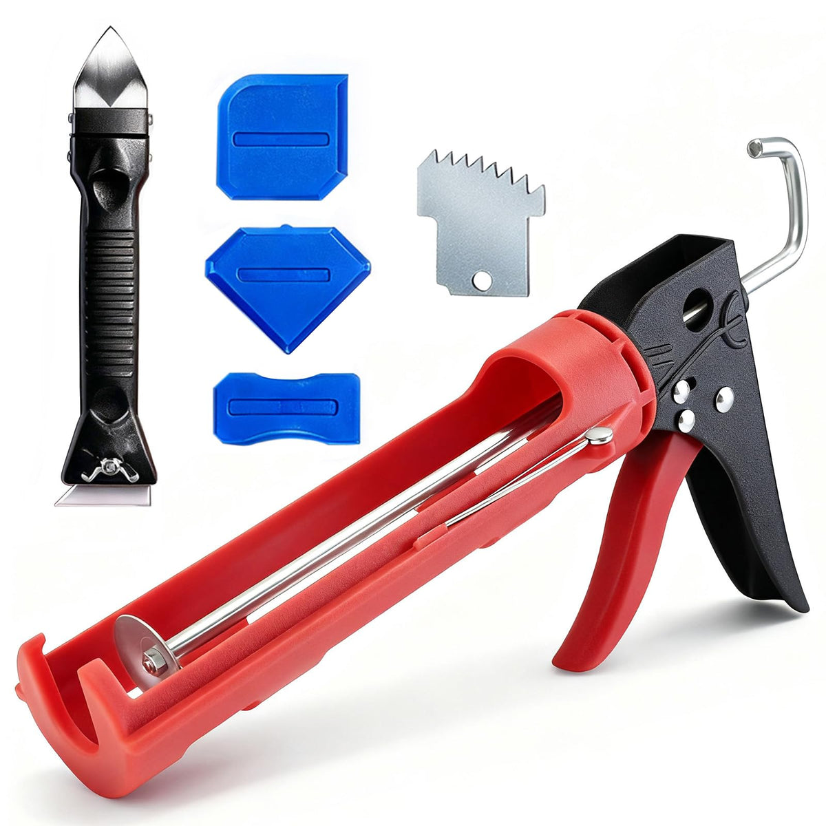 Caulk Gun Kit, Caulking Gun No Drip with 3 Silicone | Home Repair - Image 1