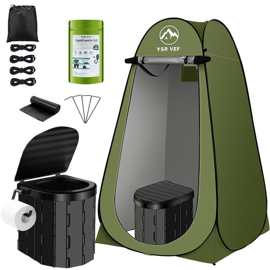 Portable Toilet Kit, Camping Toilet with Pop-Up Privacy - Image 1