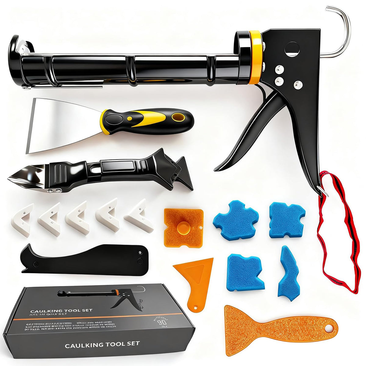 Caulk Gun Kit with Caulk Remover Tool - Smooth Silicone | Home Repair - Image 1