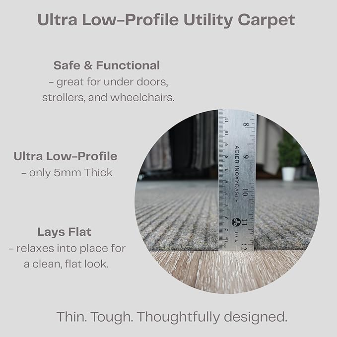 iCustomRug Ribbed Entryway Door Mat – 3'x9' Brown, Indoor/Outdoor, Non-Slip TPR Rubber Backing, Low-Profile All-Weather Carpet, Non-Shedding & Easy Care, Utility Rug Ideal for High Traffic Areas