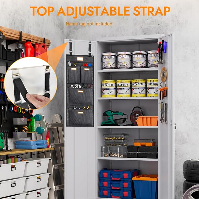 Gun Safe Door Organizer - 4 Large Pockets for Easy Storage | Locker Hanging Organizer for Gun Cabinet, Police Locker, Gym & Closet | Quick Installation, Durable 1680 Oxford Cloth