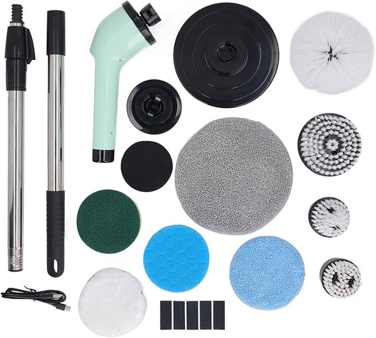 9Pcs Power Scrubber Brush Set, USB Cordless Electric Handheld Cleaning Brush Set, Strong Motor for Kitchen, Bathroom, Tub, Tile, and Car Cleaning