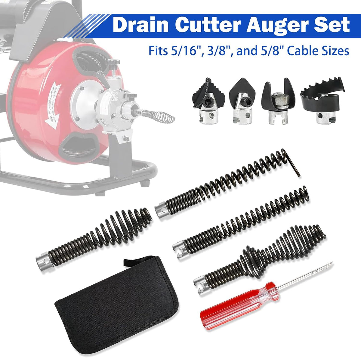 Weiwei Drain Snake Cutter & Auger Head Attachment Set