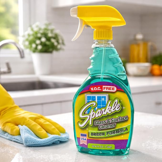 A J Funk & Co 30500 Sparkle Glass Cleaner, Green Formula, 1-Gallon Refill Bottle (Case of 4)