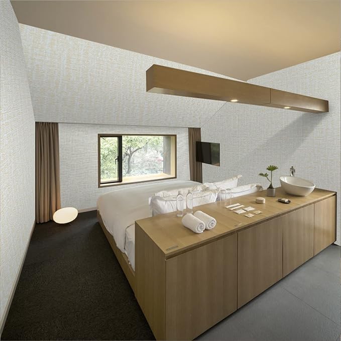 Peel and Stick Wallpaper Beige Grass Cloth Wall Paper - 15.7 x 200 Inch Self Adhesive Wallpaper Peel and Stick, Easy to Paste Wall Contact Paper for Stand Liner, Table and Door Makeover Decor