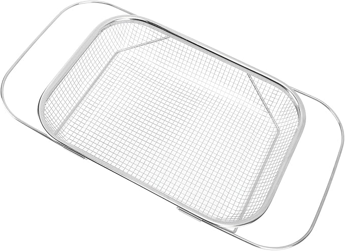JTLB Over The Sink Colander Strainer Basket Stainless Steel for Kitchen Sink with Handles Fine Mesh Expandable Kitchen Essentials Rectangle (Silver)