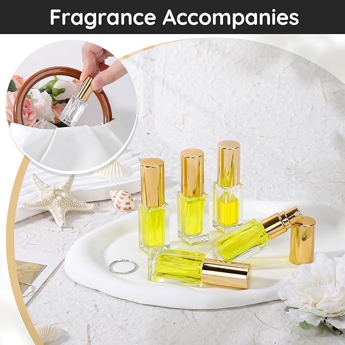 Segbeauty 20pcs 0.17oz Mini Spray Bottle Empty, Perfume Travel Refillable Glass Spray Bottles, 5ml Bulk Perfume Atomizer with Dispensing Refill Kit, Small Travel Cologne Sprayer Bottle Portable