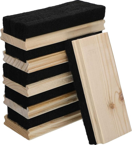 Felt Campus Style Erasers, Cleaner Dusters Felt Chalkboard Eraser for Kids Wood Chalk Eraser for Chalkboard Cleaners Dusters for Markers White Black Boards Paint School Students Teachers (6 Pieces)