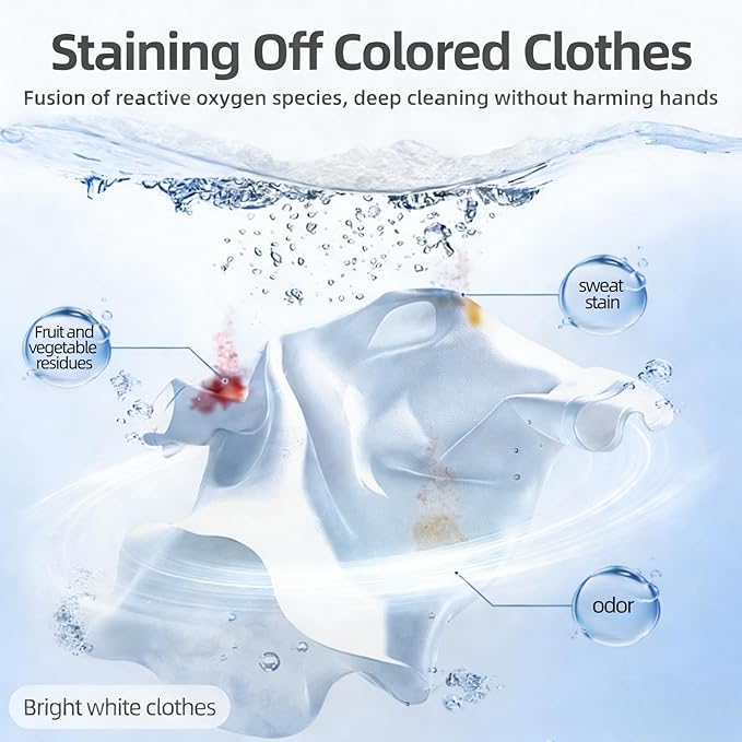 Oxygen Laundry Powder, 17.6 Oz Hyper Concentrated Strong Stain Remover Powder,Suitable for Color Protection of Clothing, and Capable of Removing Stubborn Stains Caused by Milk, Sweat, Oil, and Fruits