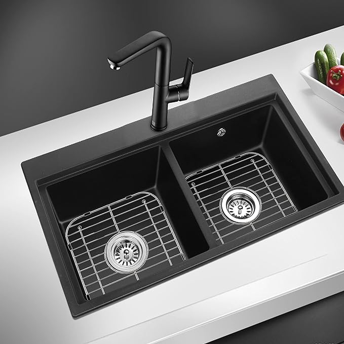 Stainless Steel Kitchen Sink Grid,13.2" x 11.6" x 1.2" Sink Protectors with Center Drain Hole,Sink Rack for Bottom of Sink, Anti-Rust Metal Sink Bottom Grid with Sink Strainers,2Pack