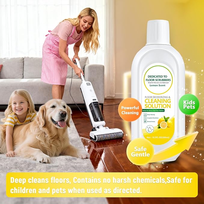Multi-Surface Floor Cleaning Solution Compatible with Tineco iFLOOR 2/3/5 & FLOOR ONE S3/S5/S6/S7 PRO (No Steam), Suitable for All Cordless Wet/Dry Vacuum Mops (2 Bottle, Lemon)