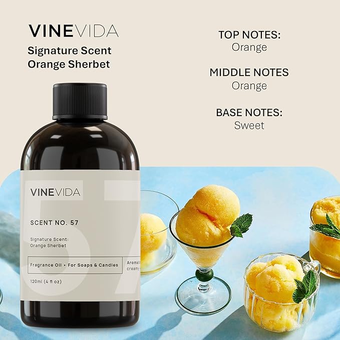 VINEVIDA [4oz] Orange Sherbet Fragrance Oil for Candle Making and Soap Making - Premium Candle Scents for Soy Candles