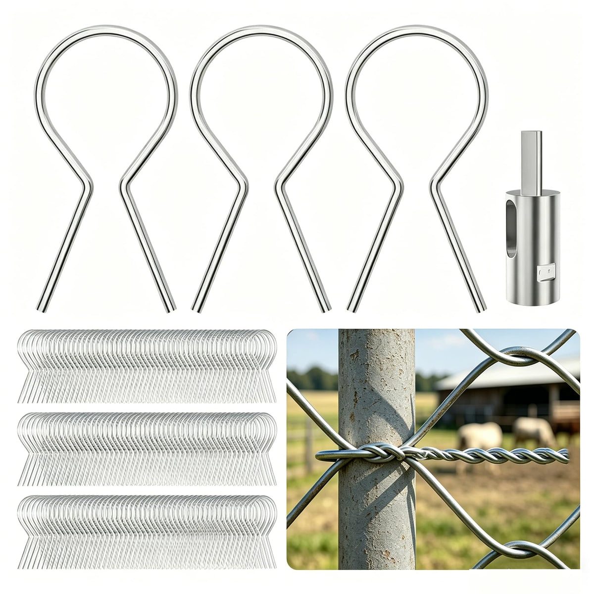 200 Pcs 1-5/8" 11-Gauge Galvanized Steel Twist Fence Ties - Image 1