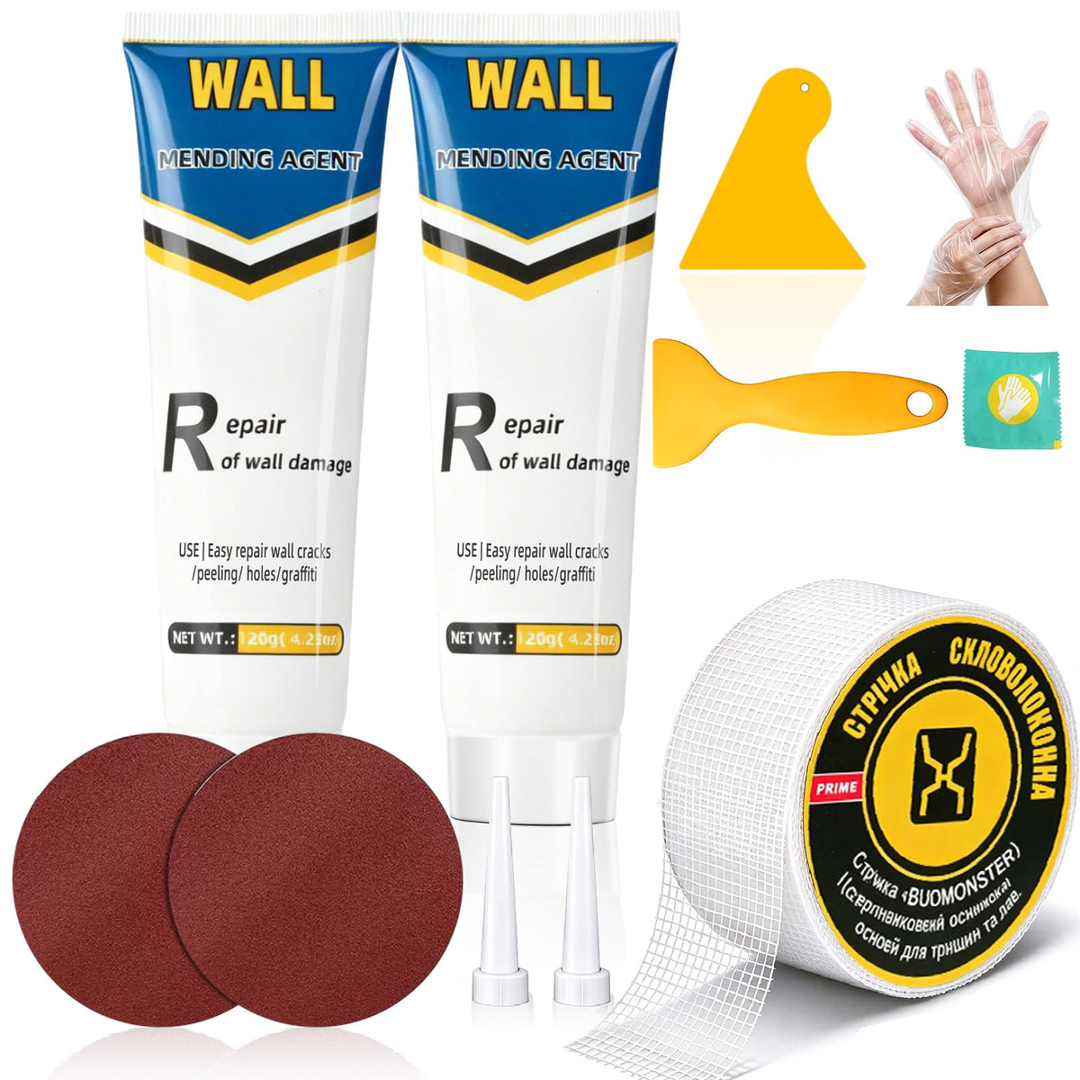 Wall Spackle Drywall Repair Kit Tape & Scraper for Nail | Home Repair - Image 1