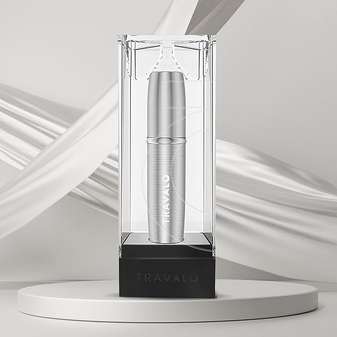 Travalo LUX Perfume Atomizer - Leak-Proof and TSA Approved for Air Travel - Reusable Airtight Easy Fill Mini Pump Sprayer - Lightweight Portable - Brushed Polished Metal Alloy Outer Shell - Silver