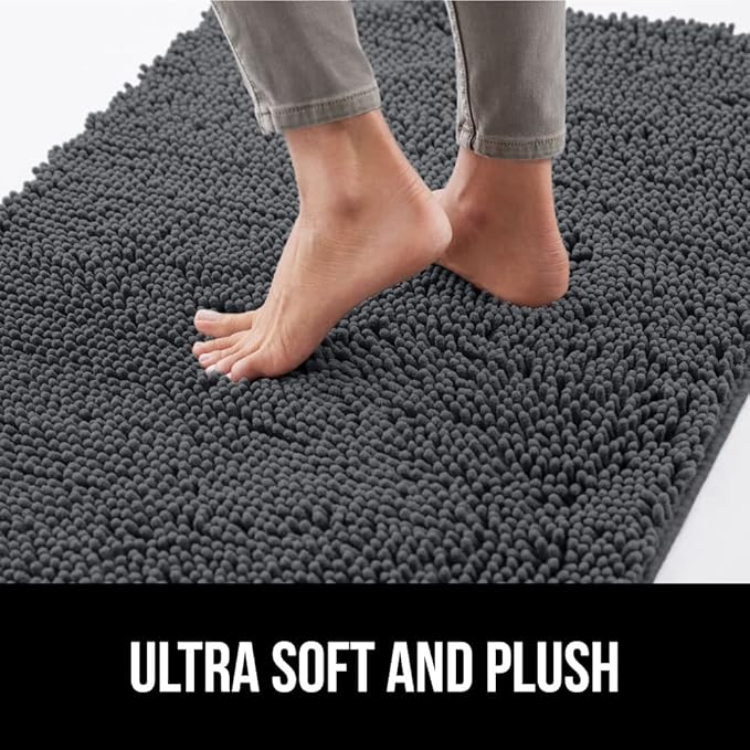 GORILLA GRIP SoakSTOPPER Dog Door Mat, 30x20 Machine Washable Rug Absorbent Doormat Captures Moisture Mud Dirt, Quick Dry Soft Chenille Entryway Rugs Indoor Entrance Mats for Dog Paws, Charcoal