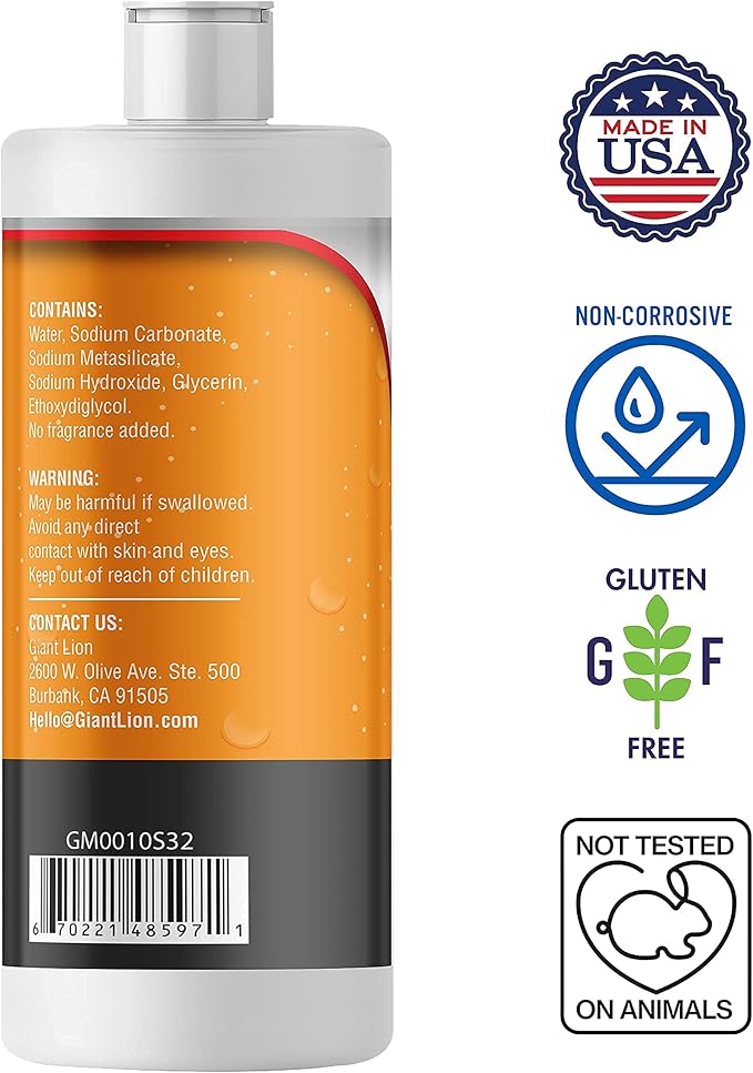 Giant Lion Griddle Master MAX - Powerful Food-Safe Noncaustic Grill and Griddle Cleaner - 32 Oz. Bottle (1 Count)