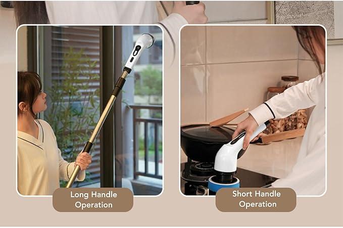 Electric Spin Scrubber Cordless Bathroom Scrubber with 6 Replaceable Brush Heads Adjustable Extension Handle Water Proof Shower Cleaner Brush for Bathtub Glass Car