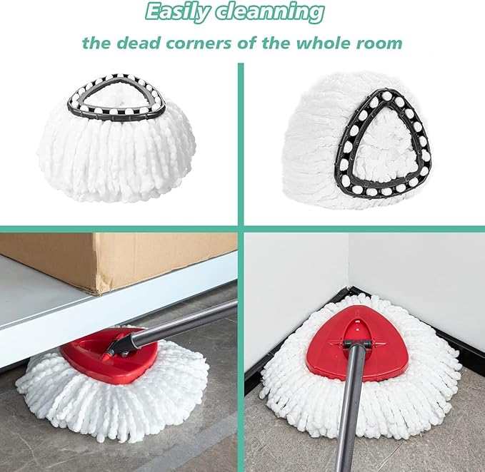 20PCS Spin Mop Replacement Head,100% Microfiber Mop Heads Replacements Compatible with Triangle Spin Mop,360 Degree Round Spin Mop Replacement Head for Easy House Cleaning Floor Mopping