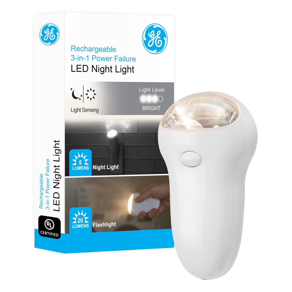 GE 3-in-1 LED Power Failure Nighlight Emergency Flashlight - Image 1
