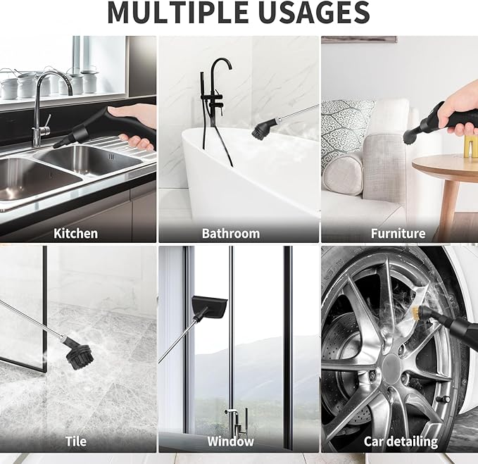 Steam Cleaner, 6-gears Adjustable, 15s Heat-Up, 1.29 Quarts Tank, Portable Steamer for Cleaning with 26 pcs Accessories, Steam Cleaner for Home,Dirt, Grease, Grout, Tile,Floor,Couch and Car