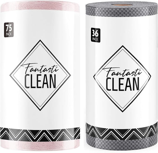 Fantasticlean Tear-Away Microfiber Cleaning Cloth Roll, Reusable Washable Kitchen Towel and Place Mats, Thick Dish Cloths