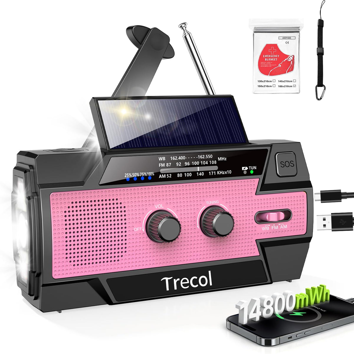Emergency Radio with Motion Sensor Alarm, AM FM NOAA Weather - Image 1