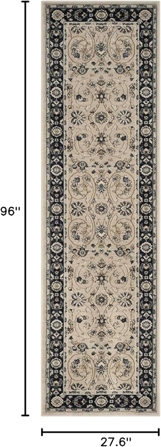 SAFAVIEH Lyndhurst Collection Runner Rug - 2'3" x 8', Light Beige & Anthracite, Traditional Oriental Design, Non-Shedding & Easy Care, Ideal for High Traffic Areas in Living Room, Bedroom (LNH340K)